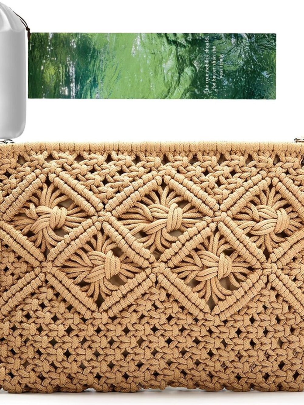 Straw Clutch Purse, Women Straw Envelope Bag Wallet Summer Beach Handbag Beach C